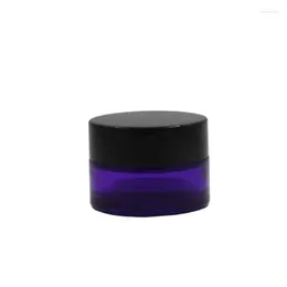Storage Bottles 20G 30G 50G Clear Purple Glass Jar Cosmetic Packaging Container Travel Refillable Bottle Black Lid Eye Cream Jars 20pieces