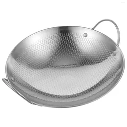 Pans Frying Cooking Pot 8 Inch Stainless Steel Stock Stir Fry Pan Stewpot Skillet Round Bottom Chinese Wok Binaural