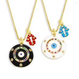 Pendant Necklaces WANGAIYAO Personality Fashion Palm Eye Necklace Simple Everything Colourful Dripping Zircon Clavicle Chain Jewellery