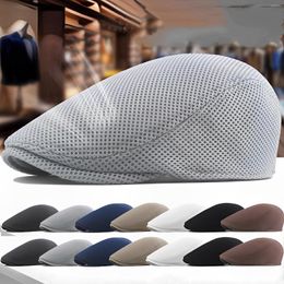 Visors Men's Breathable Mesh Caps Women Casual Beret Hats Flat Cap Adjustable Sboy Style Gatsby Hat Peaked Summer Sun