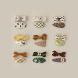 Hair Accessories Korean Velvet Color Pin Bow Knit Fabric Princess Clips For Children Baby Girls Headwear Kids