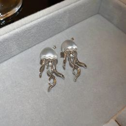 Fashion Jewelry S925 Silver Post Stud Earrings For Women Cool Frosted Jellyfish Earrings