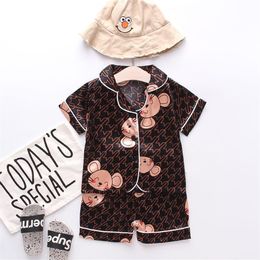 Summer Baby Boys Girls Cartoon Mouse Silk Pyjamas Lovely Kids Two-Piece Set Soft Home Wear Short-Sleeved Suit Children Sleepwear N2544