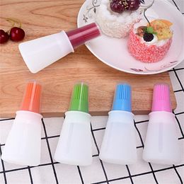 Storage Bottles Baking Gadget Silicone Barbecue Brush Oil Bottl With Scale Bottle Creativity Lid Flat-bottomed Boxes