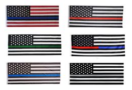 90150cm American Flag Blue Black Line Stripe Police Flags Red Striped USA Flag With Star Banner Flags DA9112635156