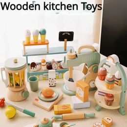 New Children's Simulation Home Tea Set Dessert Set Amusement Park Role-playing Early Childhood Education Wooden Toys Kitchen Toys