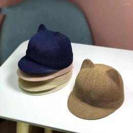 Berets 2023 Children's Straw Hat Summer Baby Sun For Boys And Girls Cute Equestrian Small Horn Beret Breathable