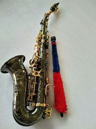 Ny böjd sopransaxofon S-991 BB svart nickel mässing Sax Professional med falltillbehör