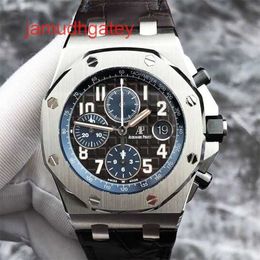 Ap Swiss Luxury Watch Royal Oak Offshore Series 26470st Brown Dial Blue Timing Ring Men's Watch Transparent Mechanical Watch Complete Set