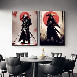 Japanese Style Samurai Wall Mural Acient Ukiyoe Warriors Wall Art Poster Painting for Living Room Home Decor2180194