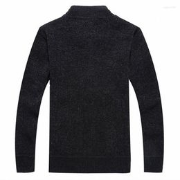 Men's Sweaters Autumn Winter Casual Fleece Lining Warm Mens Cardigan Long Sleeve Stand Collar Zipper Slim Male Thick Kniting Coats