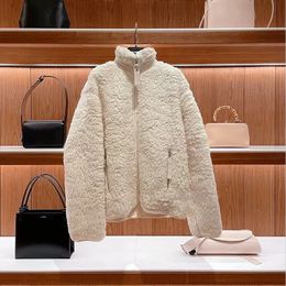 Early Spring Letter Premium Lamb Plush Coat Niche Thickened Zipper Jacket Top