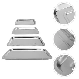 Flatware Sets 4 Pcs Baking Tray Household Tools Lab Trays Dessert Plate Sheet Pan Flat