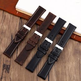 Watch Bands Genuine Leather Watchband 18mm 20mm 22mm 24mm Handmade Oil Wax Cowhide Strap Vintage Band Accessories Belt