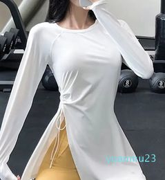 Yoga Outfits Sports Long Sleeve Yoga Top Pleated Long Sleeve Women's Stretch Fitness Loose Shirt Running Quick Drying Gym Set