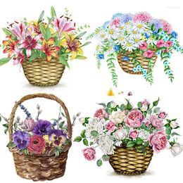 Wall Stickers Three Ratels QCF98 Leisurely Country Style Beautiful Flower Basket Bedroom Classic Nostalgic Sticker