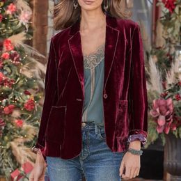 Women's Suits Blazers Spring Autumn Casual Women Velvet Cardigan Coats Solid Colour Long Sleeve Button Loose Vintage Streetwear Sexy Outerwear 231123
