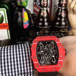 Mechanical Leisure Rm35-02 Automatic Richa Mill Watch Business Red Carbon Fibre Tape Men's Watch