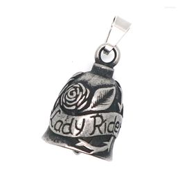 Pendant Necklaces 316L Stainless Steel Cool Motorcycle Lady Rider Rose Bell Vintage Silver-Color MaPendant Gift