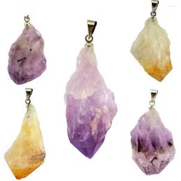 Pendant Necklaces Natural Crystal Amethyst Irregular Charm Citrine Rough Stone For Jewelry DIY Necklace Accessories