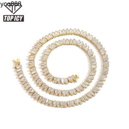 Luxury Quality Silver Gold Baguette Diamond Tennis Necklace Tennis Chain Jewellery for Men Women
