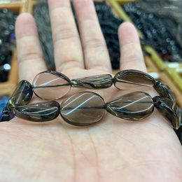 Loose Gemstones 15x20mm Natural Smoky Quartz Beads Twist Oval DIY Stone For Jewellery Making Men Women Bracelet Necklace Gift