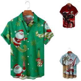 Men's T Shirts Pack Of For Men Mens Printed Christmas Short Sleeve Button Down Beach Shirt Man Warm