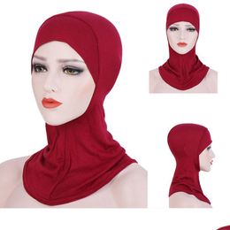 Beanie/Skull Caps Helisopus Soft Muslim Stretch Turban Fl Er Inner Hijab Caps Solid Color Bonnet Cap Islamic Ninja Ramadan Head Drop D Dhxta