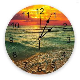 Wall Clocks The Sea Sunset Beach Clock Bedroom Silent Digital Living Room Decor Modern Design