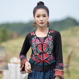 Ethnic Clothing 2023 Cotton Linen Short V-neck Sleeveless Waistcoat Flower Embroidery Chinese Women Vest Traditional Oriental Gilet Coat