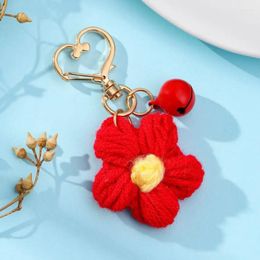 Keychains Keychain Red Wool Sun Flower Belt Bell Accessories Cute Bag Hanging Ornament