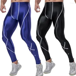 Active Pants Sexy Satin Men Gloss Yoga Tights Fitness Leggings Streetwear Athletic Quick-drying Compression Oily Form-fitting Vest