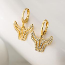 Hoop Earrings Mafisar 2023 Fashion Jewellery High Quality Gold Plated Zircon Bull Head Drop For Woman Hip-hop Party Gifts