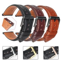 19 20mm 21 22 Mm 23 24 Leather Watch Strap Bands Quick Release Black Brown Smart Bracelet Wristband Men Women272h