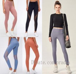 sports women black yoga leggings pants align designer womens workout gym wear elastic fitness tights legging yarn hole Transpar2337957