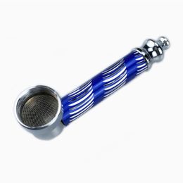 Mini Metal Smoking Pipes Dry Herb Tobacco Hand Portable Pocket Colorful Smoke Pipe With Filter Mesh Screen