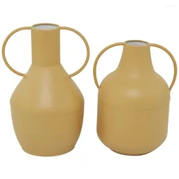 Vases Brighten Up Your Space With A Yellow Metal Vase For Modern Room Decor