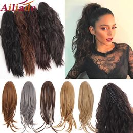Synthetic Wigs AILIADE Short Curly Ponytail Claw Clip On Hair Fake For Women Pony Tail Hairpiece