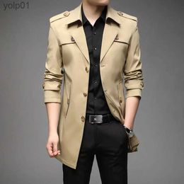 Men's Trench Coats Spring Autumn Long Trench Men Fashion Business Casual Windbreaker Coat Mens Solid Single Breasted Trench Outerwear Plus Size 8XlL231123