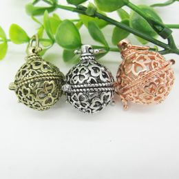 Pendant Necklaces Hollowed Flower DIY Locket Cage Fit For 15mm Felt Balls