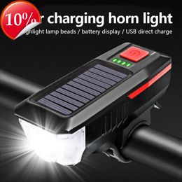 New Solar Charging Bicycle Light LED Road Mountain Bike Front Light Waterproof Bicycle Bell Light USB Rechargeable bike accessories