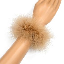 Knee Pads Coloured Fur Sleeve Feather Cuff Marabou PLume Boa Women Party Clothing Accessories Fashion Ladies Wristband Feathers Decoration