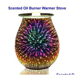 Essential Oils Diffusers Oil Diffuser Electric Candle Warmer Glass Tart Burner 3D Effect Night Light Wax Melt For Home Office Bedroom Dhhg8