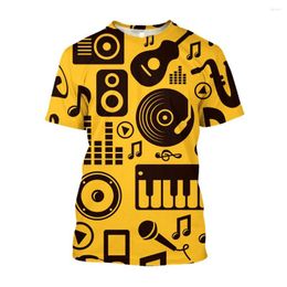 Men's T Shirts Jumeast 3D Musical Note Piano Printed Men T-shirts Casual Hip Hop Music Shirt Grunge Aesthetic Hippie Youth Clothing T-shirty