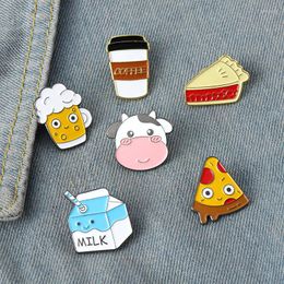 Brooches Cartoon Food Enamel Pin Custom Pizza Sandwich Milk Coffee Beer Brooch Metal Badge Girl Fashion Jewellery Children Gifts For Friend