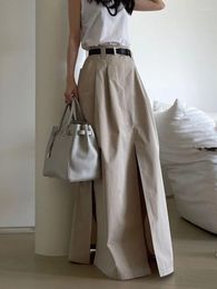 Skirts Split Maxi Skirt Women Elegant Fashion Casual High Waist A-line Floor Length Cargo Old Money Style Street