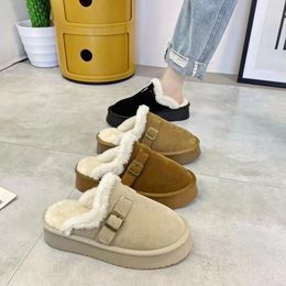 Slippers Thick Bottom Half Slippers Women Wear Fashion Winter Plus Fashion Woolen Cotton Home Solid Color Shoes 231123