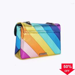 Kurt Geiger Deigner Bag Medium Size Kensington Shoulder Bags Real Leather Handbag Rainbow Micro Fiber Eagle Head Luxury Cross Body Purse w6