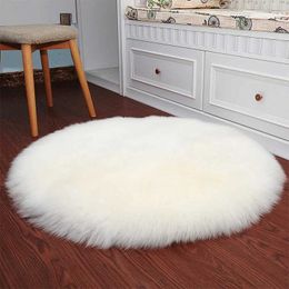 Carpets Plush Round Carpet Sheepskin Pink living Room Home Decor Bedroom Floor Cushion Mats For bedroom white area shaggy Fur Rugs