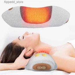 Massaging Neck Pillowws Electric Neck Massage Pillow Chiropractic Heated Neck Massager Travel Slepping Pillow Cervical Spine Pain Relief Massager New Q231123